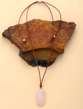 Natural Stone Pendant Red Stone Adjustable Leather Necklace