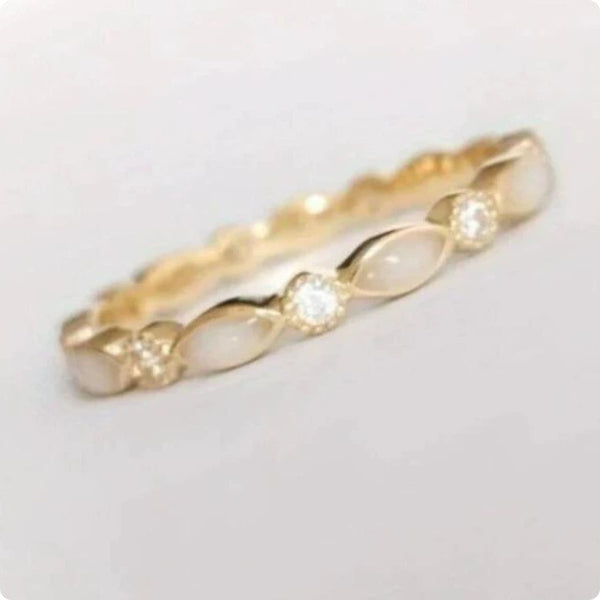 Oval Gemstone Inlaid Alloy Open Adjustable Ring