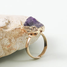 Natural Crystal Ring Rough Stone Gold-plated Open