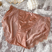Skin-friendly Ice Silk Underwear Lace Edge Comfortable Satin Underwear Sheath Sexy Seamless Underwear Simple