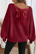 Women's Knitted Backless Bow Drop-shoulder Sweater