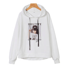 Printed loose - fitting hoodie