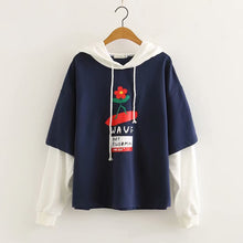 Fake two-piece printed hoodie