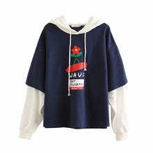 Fake two-piece printed hoodie