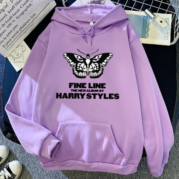 Black Butterfly FINE LINE Print Hoodie
