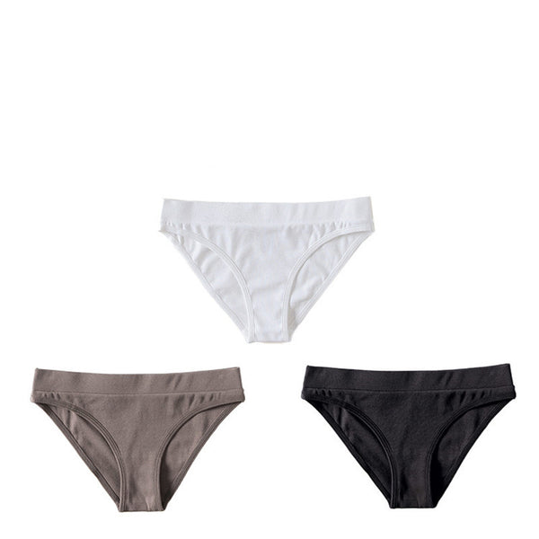 Pure Color Low-waist Threaded Cotton High-stretch Comfortable Women's Panties
