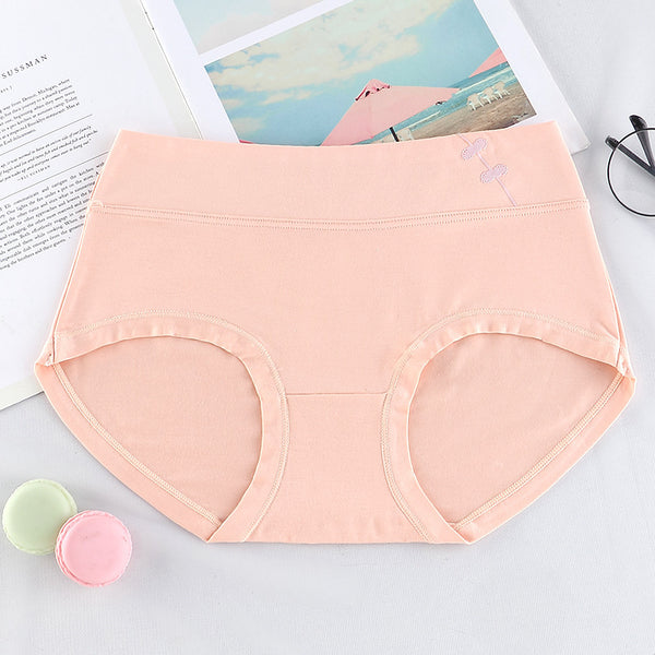 New Printed Mid-waist Solid Color Cotton Panties