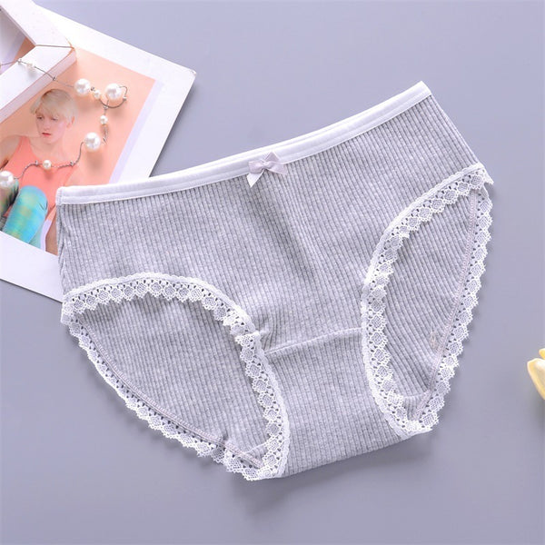 Women's All Cotton Underwear Mid Waist Briefs