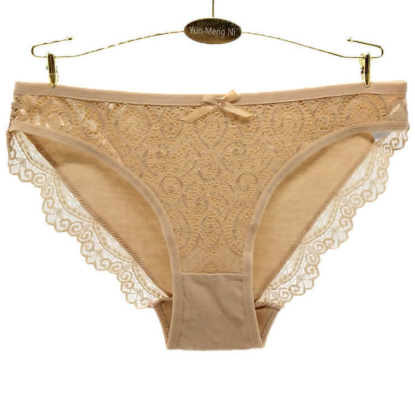 Women's solid color cotton lace panties
