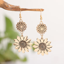 Sunflower Design Hanging Earrings Zinc Alloy Jewelry For Women