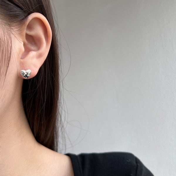 New S925 Loving Heart In Sterling Silver Shape Inlaid Zircon Stud Earrings For Women