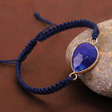 Woven Bracelet Drop Shape Green Gold Stone Bracelet Carrying Strap