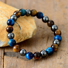 Tigereye Haematite Unisex Silver-strip Bracelet