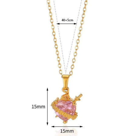 Cupid Elos Arrow Heart Flower Pendant With Brick Crystal Necklace