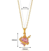 Cupid Elos Arrow Heart Flower Pendant With Brick Crystal Necklace