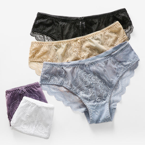 Women's Breathable Mesh Lace Triangle Mid-Rise Shorts
