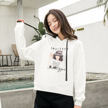 Printed loose - fitting hoodie