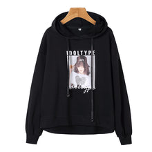 Printed loose - fitting hoodie