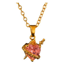 Cupid Elos Arrow Heart Flower Pendant With Brick Crystal Necklace