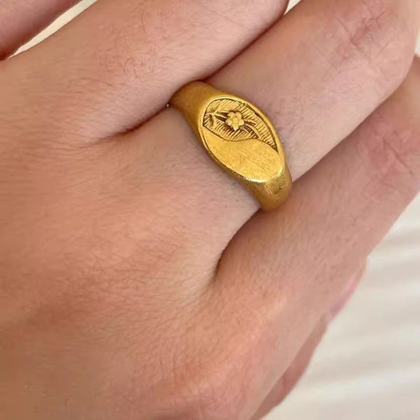 Ethnic Style Fashion All-matching Special-interest Design Simple Yellow Gold Ring