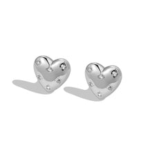 New S925 Loving Heart In Sterling Silver Shape Inlaid Zircon Stud Earrings For Women