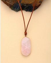 Natural Stone Pendant Red Stone Adjustable Leather Necklace