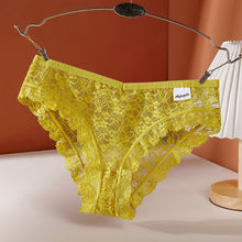 Women's Lace Panties Pure Desire Mid-waist Breathable Traceless Sexy Hollow Mesh Cotton Crotch Briefs