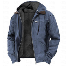 Winter Hooded Coat With Pockets Fashion Warm Fleece Zip-up Jacket Casual Outwear Men's Clothing