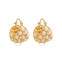 French Rhinestone Pearl Mesh Geometry Ear Clip