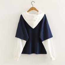 Fake two-piece printed hoodie