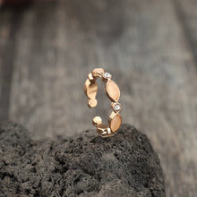 Oval Gemstone Inlaid Alloy Open Adjustable Ring