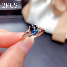 Natural London Blue Topaz Open Ring For Women Delicate Mosaic