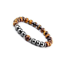 Tigereye Haematite Unisex Silver-strip Bracelet