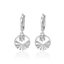 Silver Necklace Earrings Set High-grade Geometric Round Design Jewelry