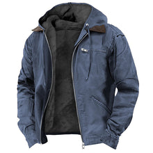 Winter Hooded Coat With Pockets Fashion Warm Fleece Zip-up Jacket Casual Outwear Men's Clothing