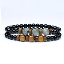 Tigereye Haematite Unisex Silver-strip Bracelet
