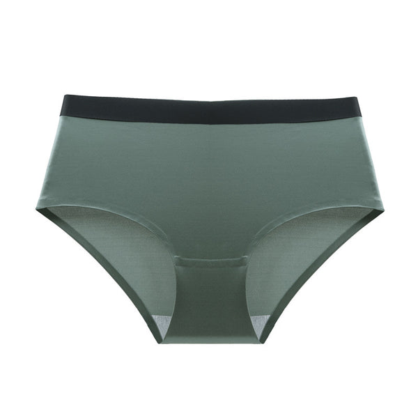 Seamless Underwear Ladies Ultra-thin Ice Silk Mid-waist Waistband Sexy Large Size Breathable Cotton Crotch Briefs
