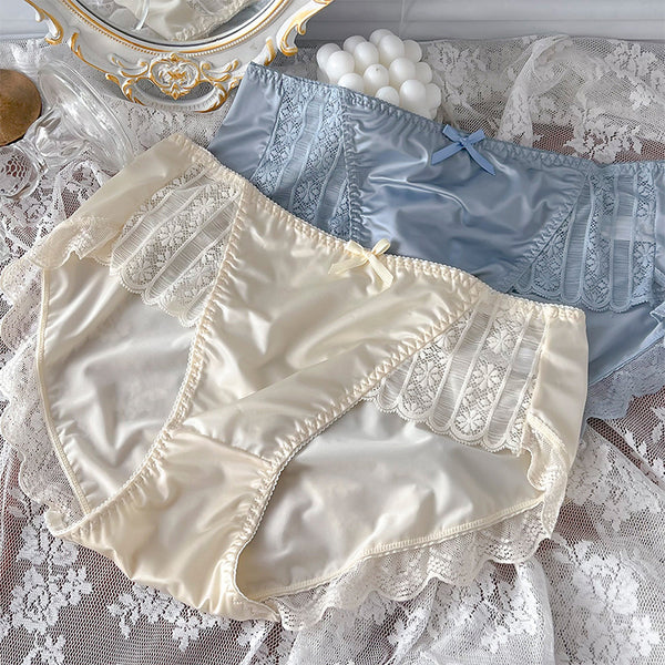 Skin-friendly Ice Silk Underwear Lace Edge Comfortable Satin Underwear Sheath Sexy Seamless Underwear Simple