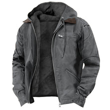 Winter Hooded Coat With Pockets Fashion Warm Fleece Zip-up Jacket Casual Outwear Men's Clothing