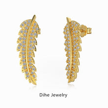 Leaf-shaped Zircon Inlaid S925 Sterling Silver Stud Earrings For Women