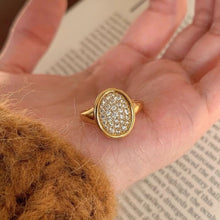 Antique Oval Full Diamond Ring Light Luxury Minority