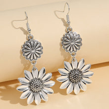 Sunflower Design Hanging Earrings Zinc Alloy Jewelry For Women