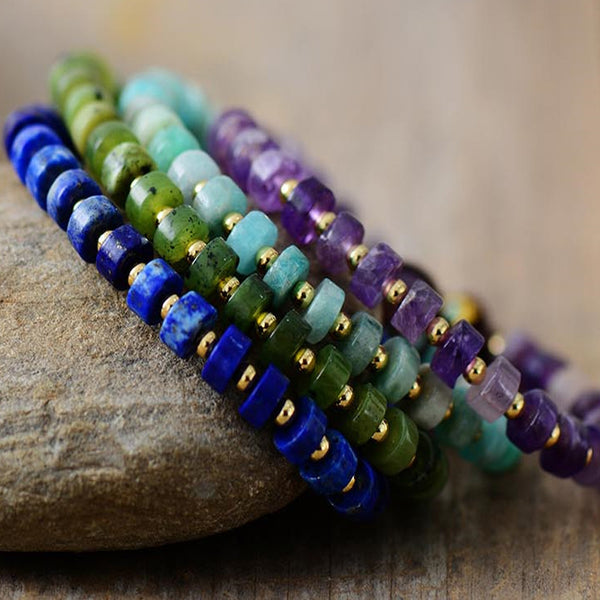Natural Lapis Amethyst Agate Beaded Handmade Bracelet
