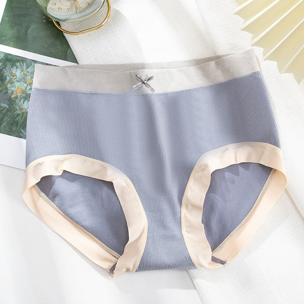 Ladies Seamless Panties Enlarged Briefs Mid-high Waist Bow Graphene Cotton Crotch