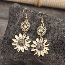 Sunflower Design Hanging Earrings Zinc Alloy Jewelry For Women