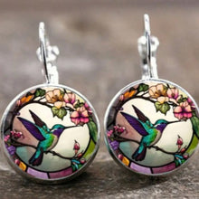 Flying Hummingbird Time Stone Glass Fashion Ear Jewelry
