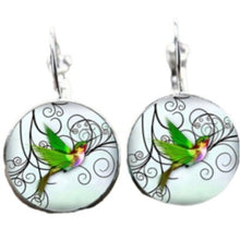 Flying Hummingbird Time Stone Glass Fashion Ear Jewelry