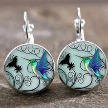 Flying Hummingbird Time Stone Glass Fashion Ear Jewelry