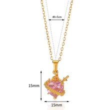 Cupid Elos Arrow Heart Flower Pendant With Brick Crystal Necklace