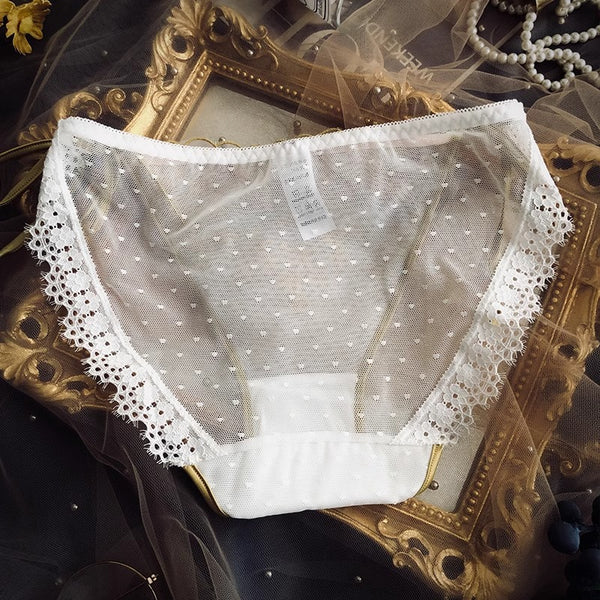 Sexy Lace-up Lace Underwear Sheer Mesh Low Waist Briefs